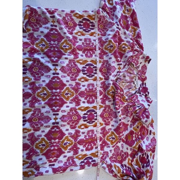 Christian Siriano Boho Artsy Blouse Top Shirt Open Collar‎ Size Large - Picture 8 of 11
